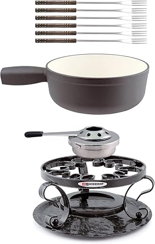 Miniatura 2 de Swissmar Juego de fondue de 2 cuartos de galón Lugano de hierro para fondue de queso Negro