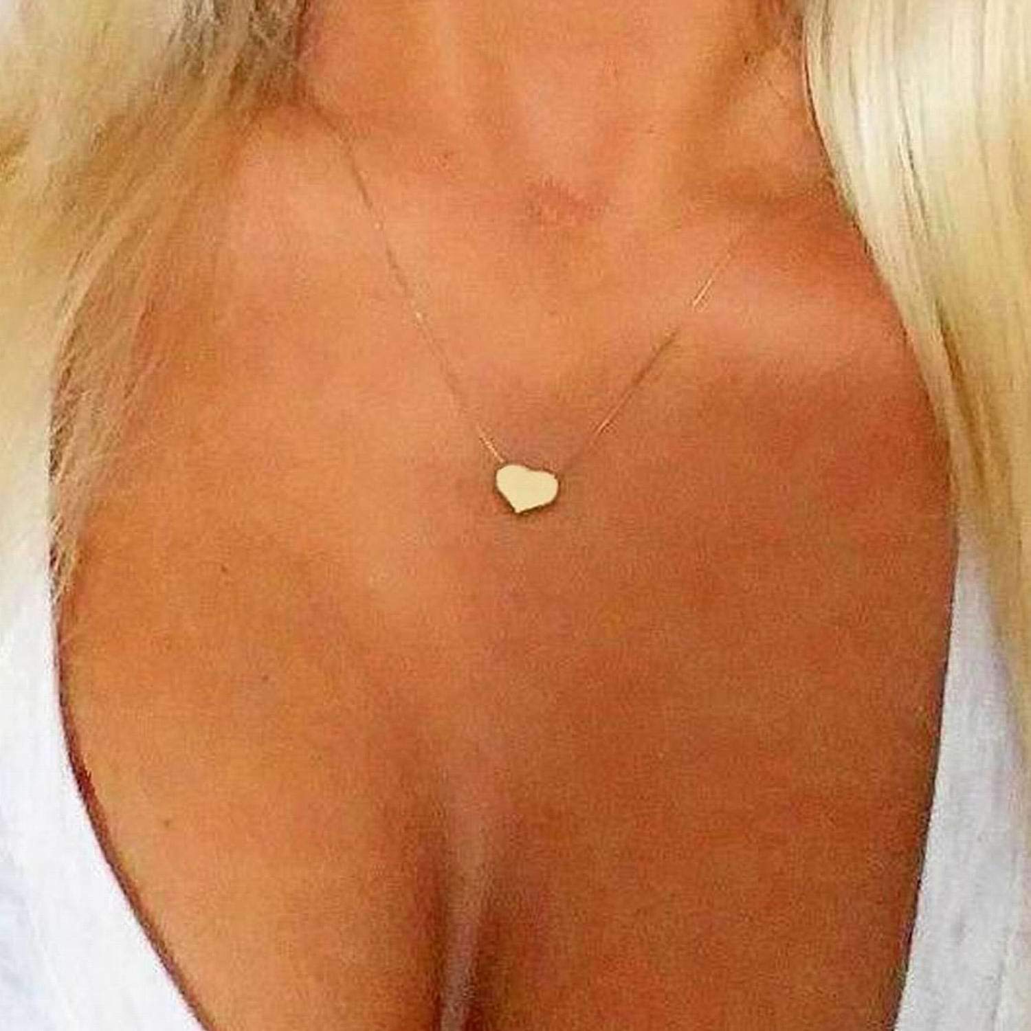 14K Solid Gold Heart Necklace, Personalized Heart Necklace, Custom Engrave Heart Necklace, Letter Date Number Engrave Minimal Heart Necklace, Heart Gift for Women Girls,