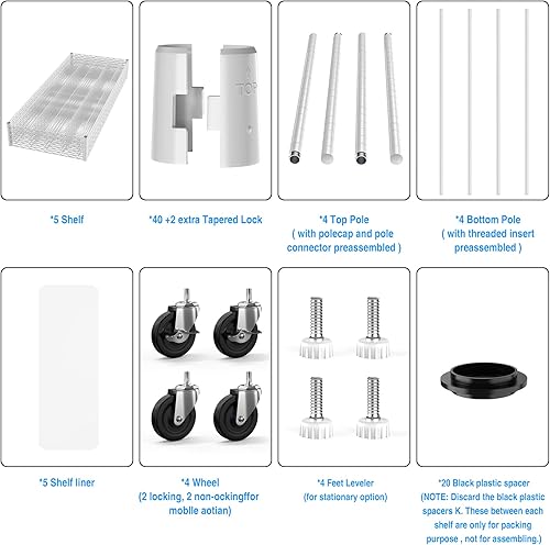 Miniatura 7 de Estantería de alambre NSF de 5 niveles, 24 x 60 x 82 pulgadas, capacidad de 7500 libras, estante de metal de almacenamiento ajustable resistente con