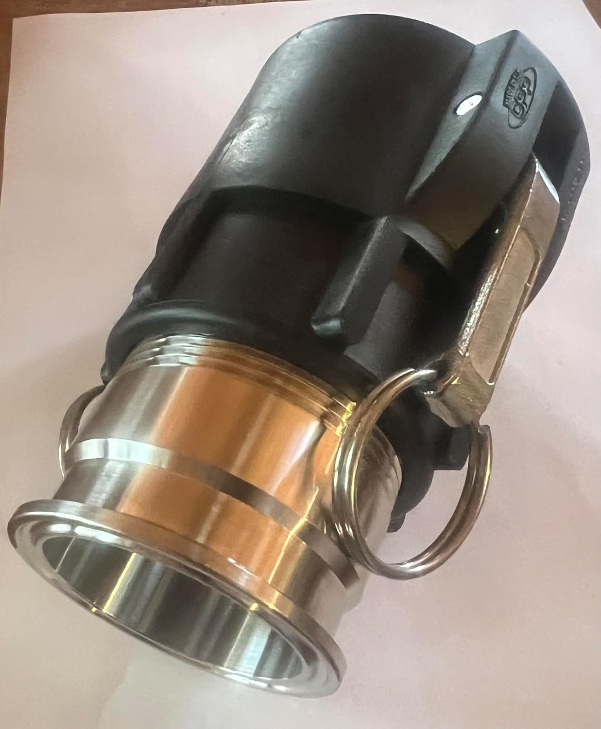 UKC 275/330 IBC Tote Drain Adapter 2" Cam-Lock x 2" Stainless Steel Sanitary Tri-Clamp