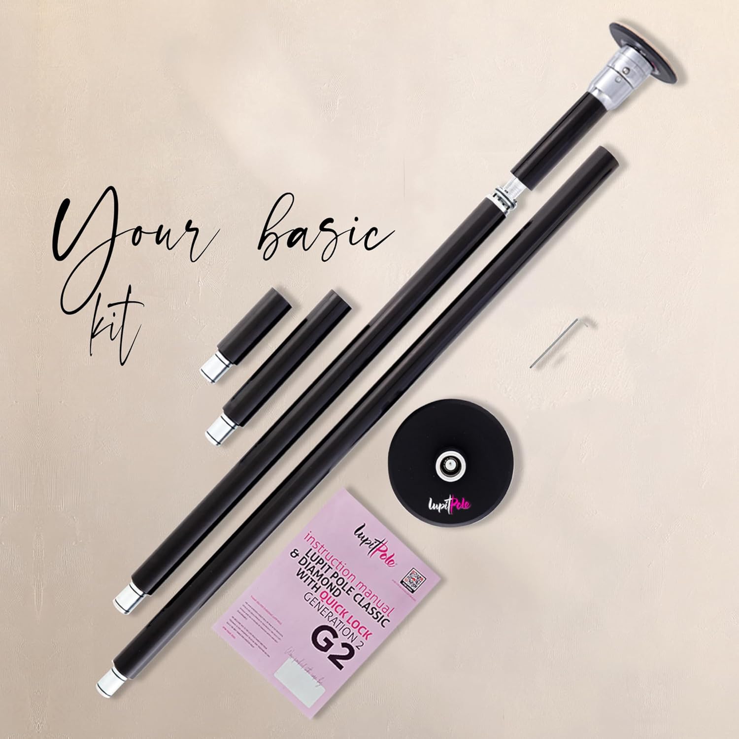 LUPIT Classic G2 Quick Lock - Portable Dance Pole for Home - Spinning & Static Mode - Professional Pole Dancing Pole for Apartment, Club, Party, Pub - Easy Installation - No Drilling