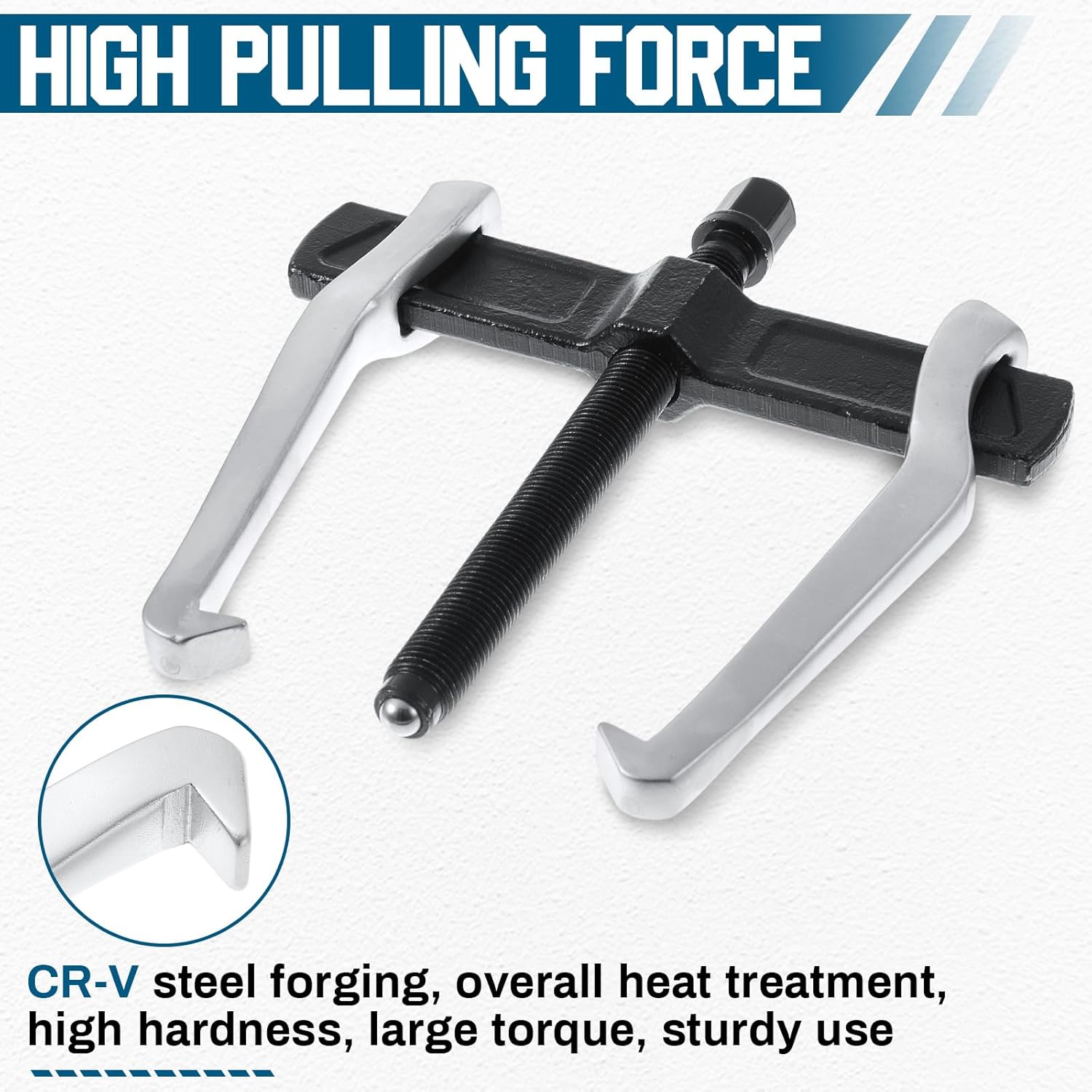 4 Pcs 2 Jaw Gear Puller Set, 3'' 4'' 6'' 8'' CR-V Steel Bearing Pulley Puller Tool Adjustable, Internal External for Removal of Pulleys Flywheels Bearings & Gears