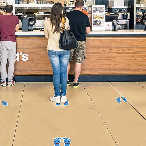 Vista 30 de Beautyflier Calcomanías amarillas de dibujos animados para niños (20 pares), material de PVC impermeable, autoadhesivo, guías de distancia social