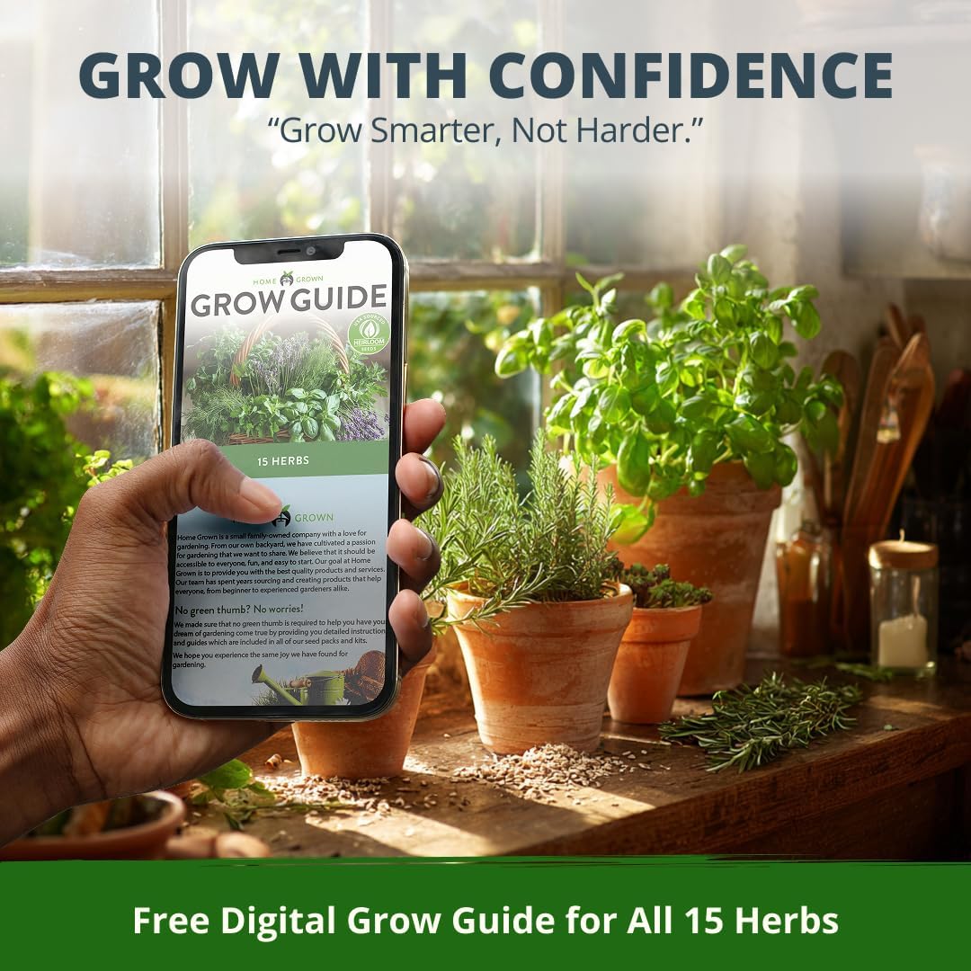 HOME GROWN Herb Seeds for Planting 15-Pack Massive Seed Count 4,300+ Seeds Non-GMO Heirloom | Extra Large | Culinary Herb Kit, Indoor Outdoor & Hydroponic | Grow Your Own Herbs | Gardening Gift - Image 9