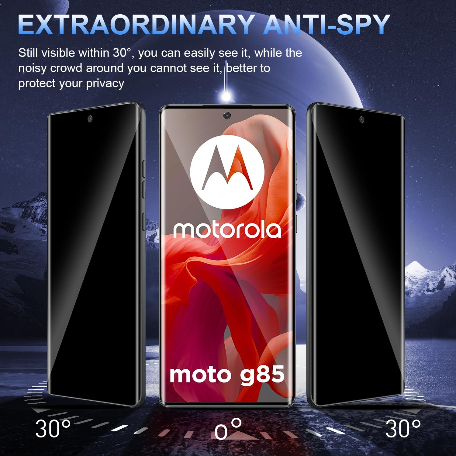 Holilo per Motorola Moto G85 5G Privacy Pellicola Protettiva, 2 Pezzi Anti Spy in Vetro Temperato, Pellicola Durezza 9H Protezione Schermo Sensibile Anti-Graffio