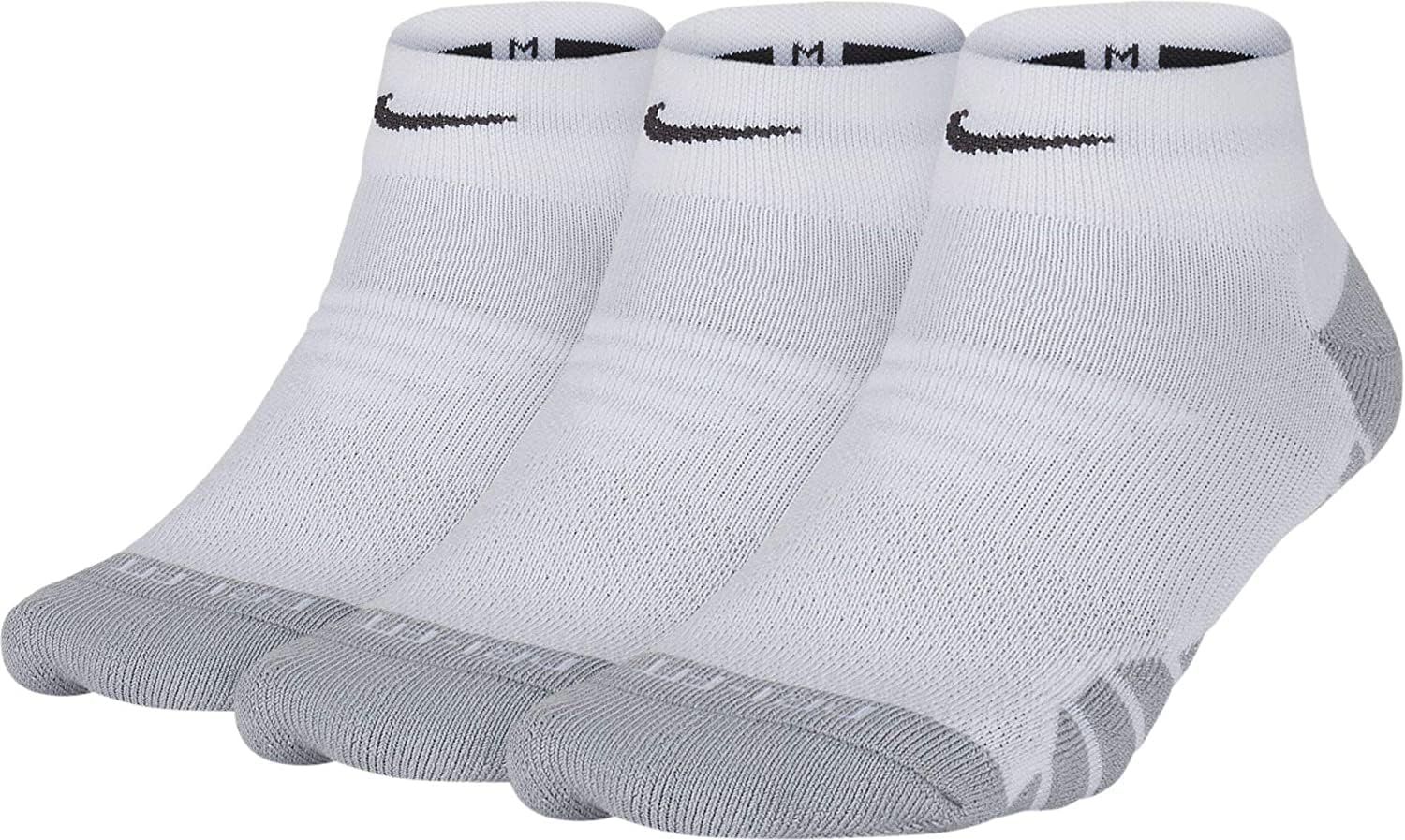 Nike Women`s Everyday Max Cushioned Ankle Training Socks 3 Pack (G(SX7578-100)/B, Medium)