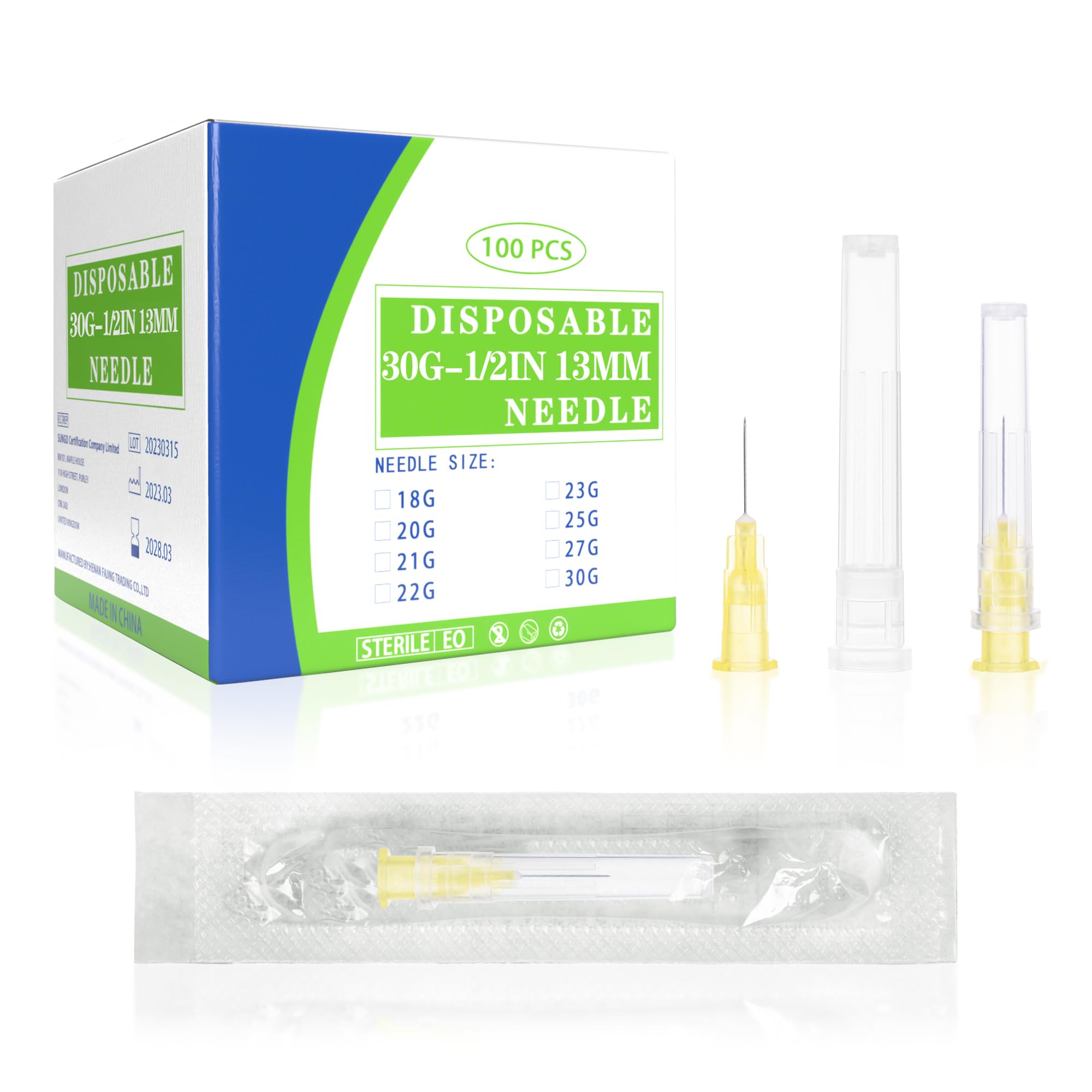 100 Pack 34 Gauge 5/32 Inch Needle, Sterile Luer Lock Needle for Scientific Lab and Industrial Dispensing with Cap, Disposable Individual Package — Amazon image 13
