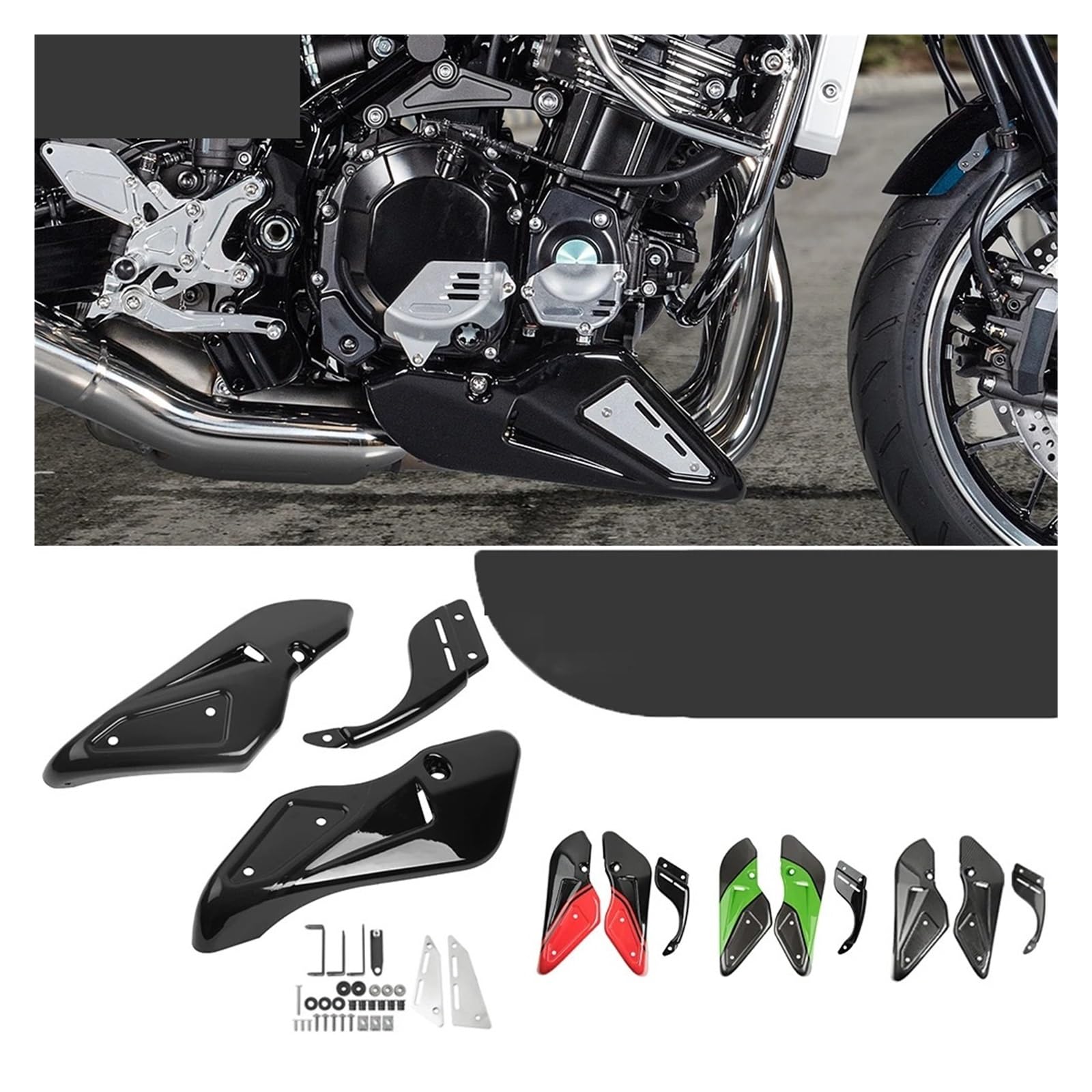 Panneau De Carénage Inférieur Pour Kawasaki Z900RS (2018-2024) | Protection Moteur Et Style Agressif | En ABS, Couleur Rouge/noir/vert/carbone - 10