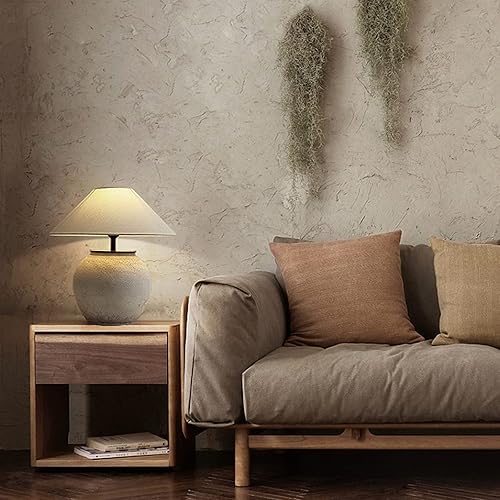 Miniatura 3 de Lámparas de mesa rústicas de granja, lámpara de mesa de cerámica negra de 21.6 pulgadas de alto, cuerpo de lámpara de cerámica con textura simple