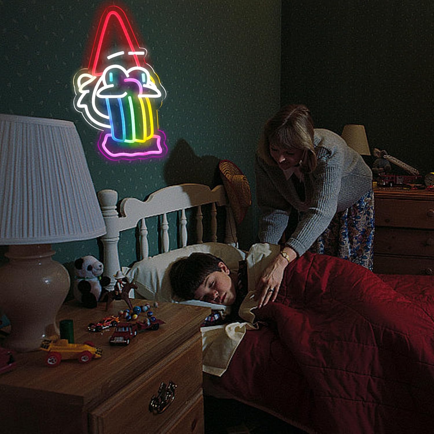 Gravty Led Neon Fall Sign Rainbow Carson Neon Gnome Decor Anime Room Decorate Wall Decor USB Powered Gamer Gifts for Teens Boys Kids