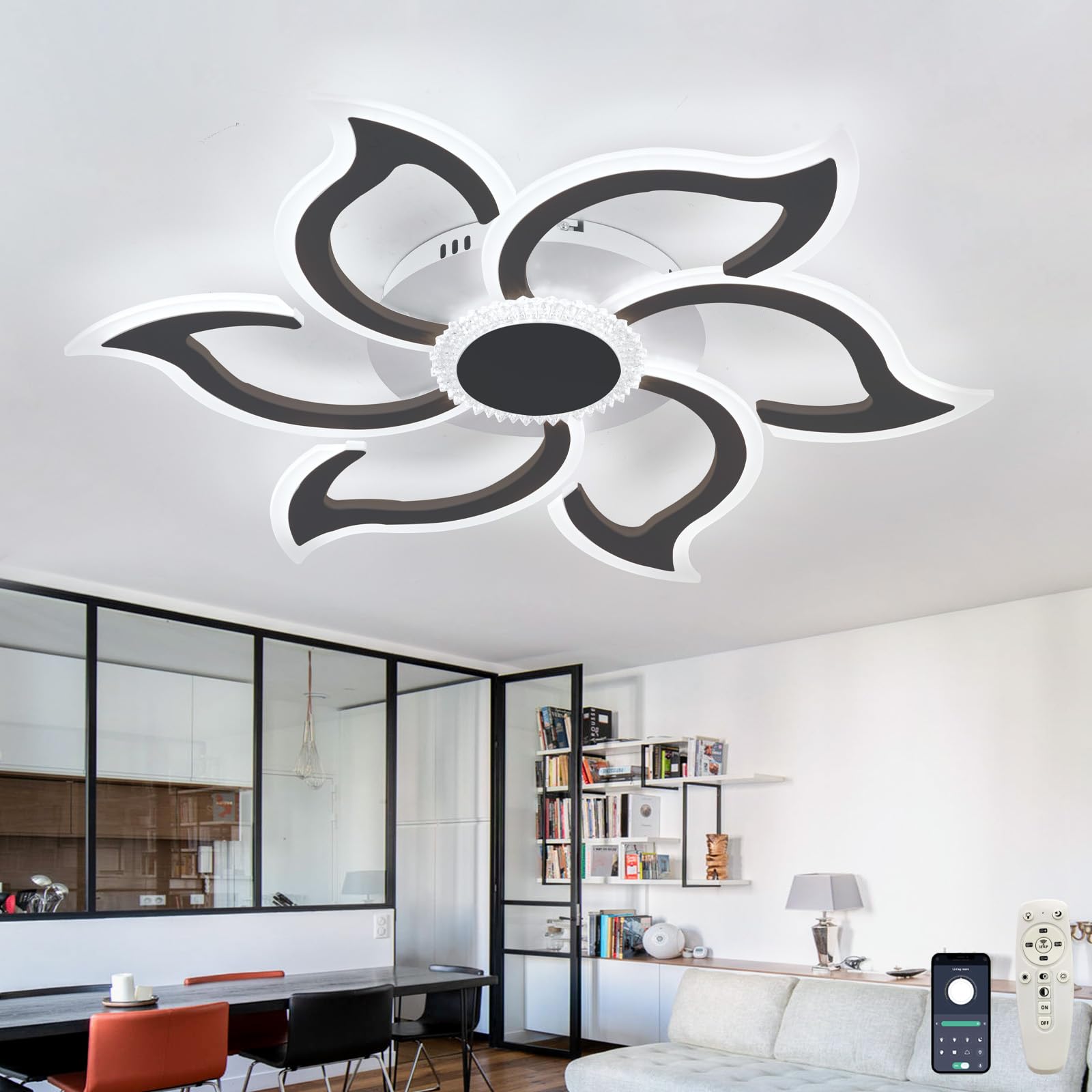 Plafonnier LED moderne pour salon et chambre avec mémoire de lumière noire