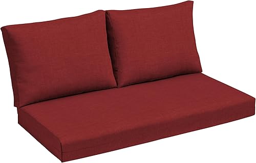 Arden Selections Juego de cojines para sofá biplaza para exteriores, 48 x 24 pulgadas, repelente al agua, resistente a la decoloración, juego de