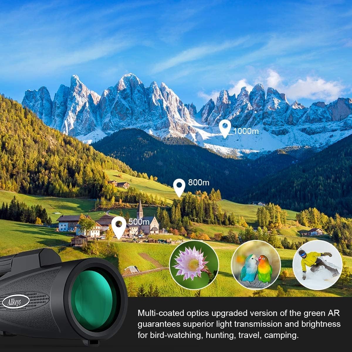16x55 HD Monocular Telescope for Adults Kids, Waterproof Monocular with Quick Smartphone Holder,Day & Low Night Vision,BAK4 Prism FMC Lens for Stargazing Wildlife Bird Watching Travling