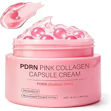 PDRN Capsule Cream, Salmon DNA PDRN Pink Collagen Cream with Hyaluronic Acid Niacinamide, Gel Face Moisturizer for Deep Hydration Firming Plumping Smoothing, Uneven Skin Tone and Texture, 1.69 fl.oz