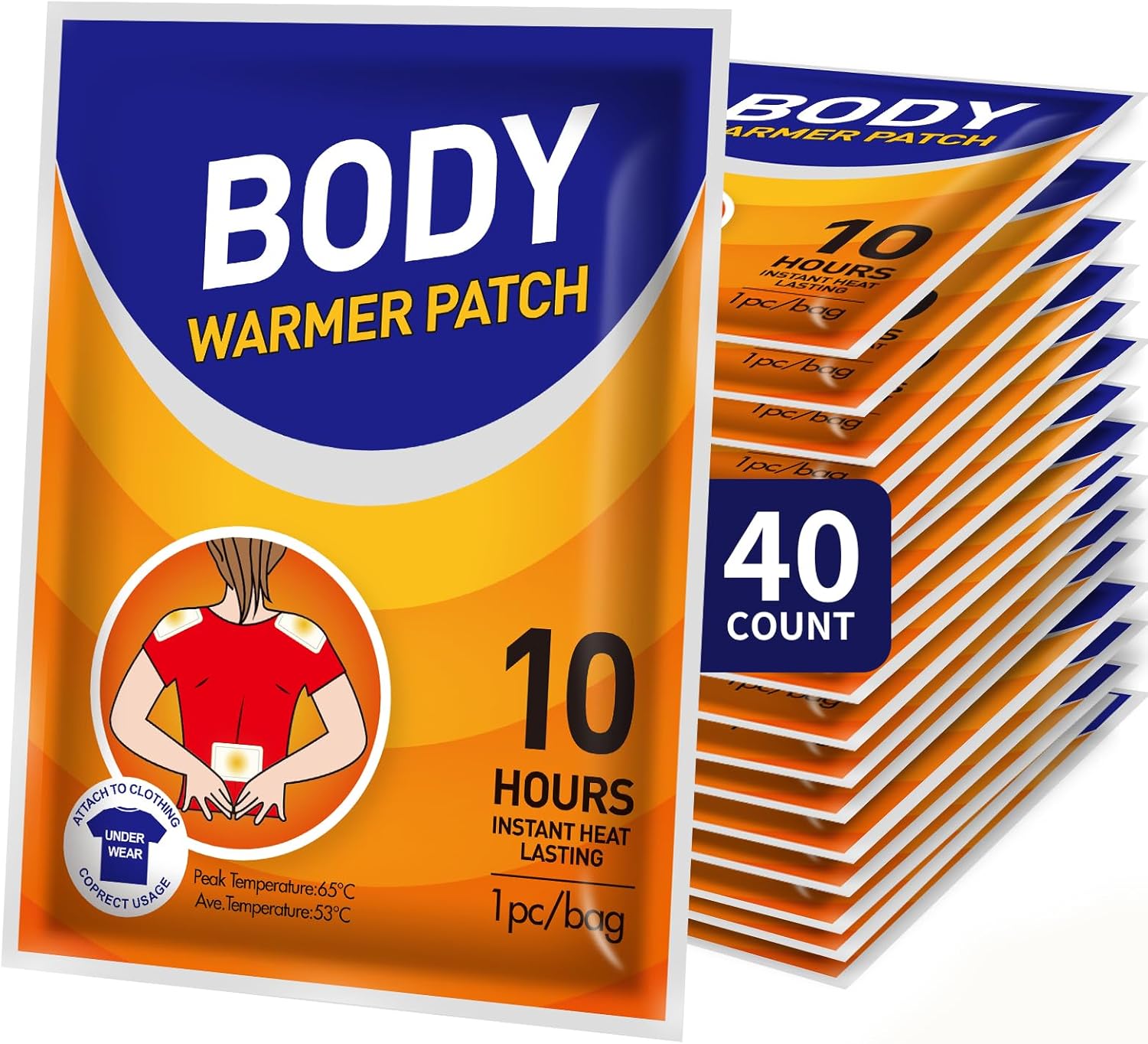 40-Count Disposable Hand & Body Heat Warmers – Large Patch Size