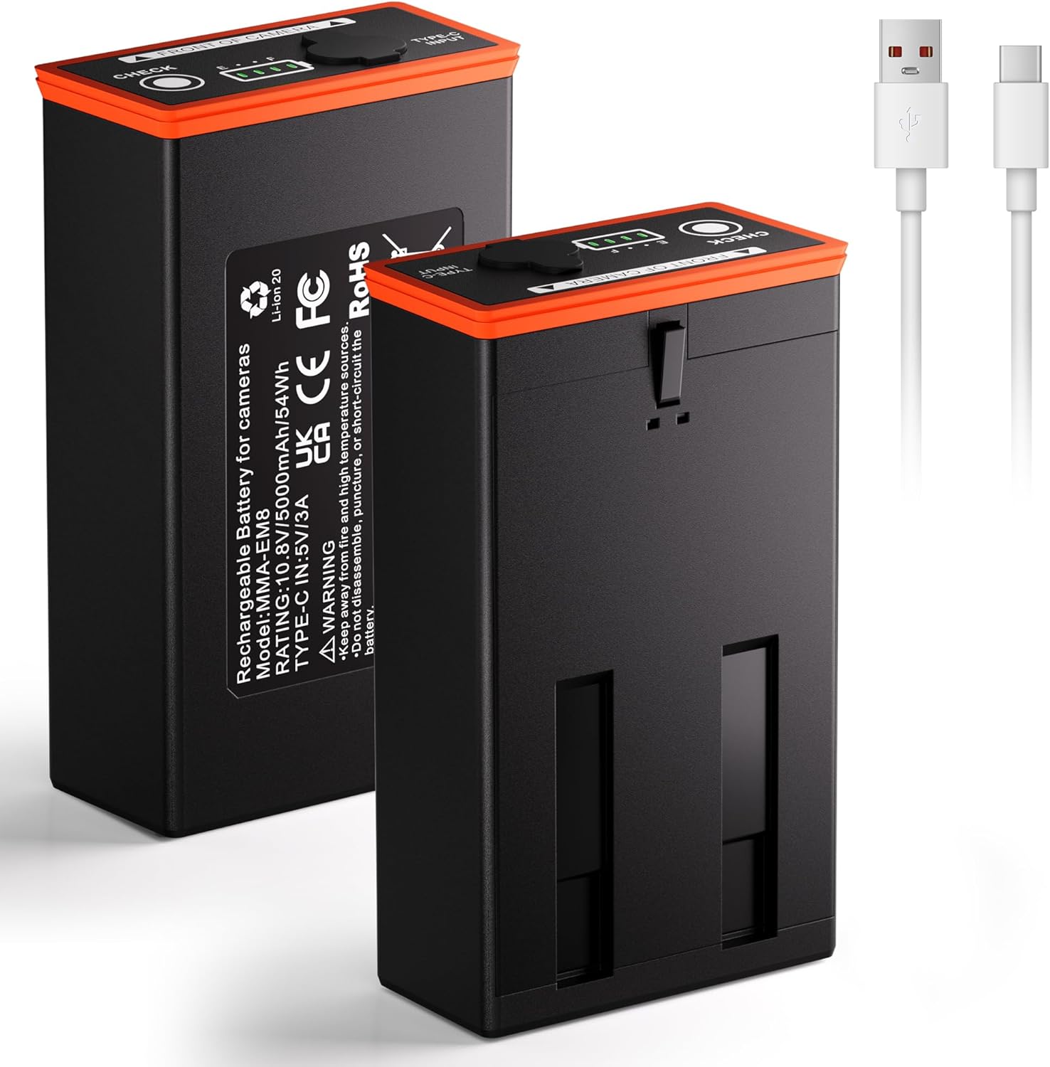 2-Pack 5000mAh Rechargeable Battery for Moultrie Edge Cellular Trail Camera, Edge PRO, Edge 2, Edge 2 PRO, No Memory Effect Li-ion Power Replacement