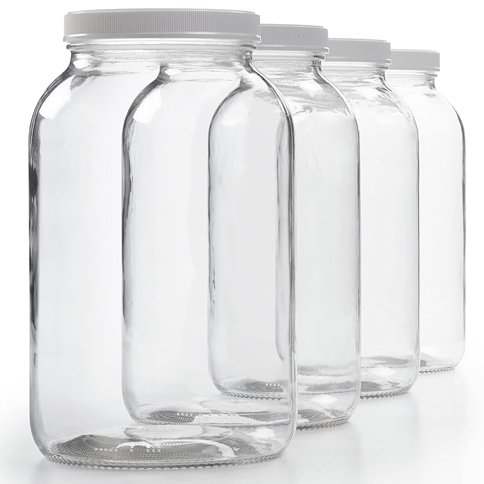 Buy Wide Mouth 1 Gallon Glass Jar with Lid Glass Gallon Jar for