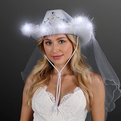 Cowgirl Hat with Removable Bridal Veil 