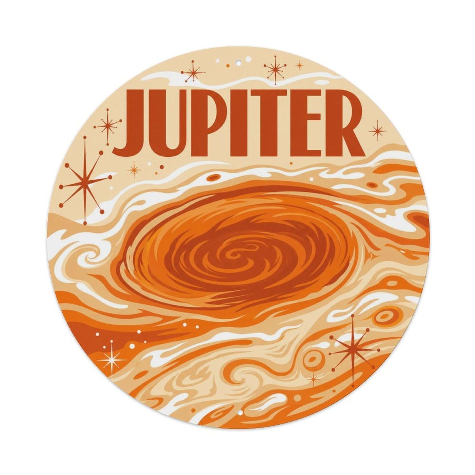 Astronomy Jupiter Gas Giant Solar System Celestial Metal Tin Sign Plaque Wall Decor for Cafe, Man Cave, Club Bar, Office, Home Garden Round Metal Poster 8x8Inch