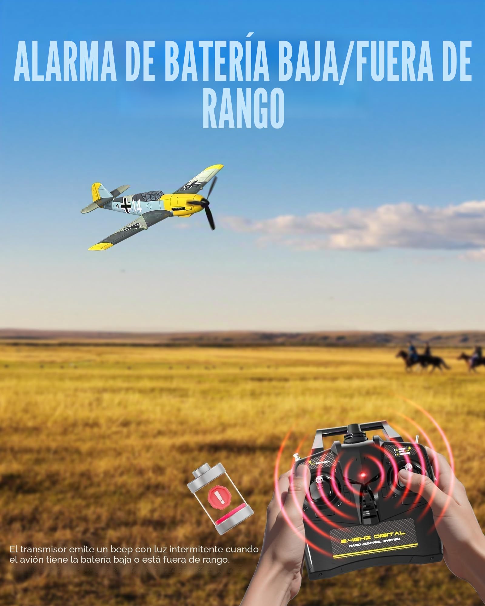 volantexrc Avión RC, Avión de Combate BF109 V2 con Radio Control de 4 Canales RTF, con Alerones, Giroscopio, Acrobacias y 3 Modos para Vuelo Fácil, Aeronave para Hobby para Principiantes y Adultos