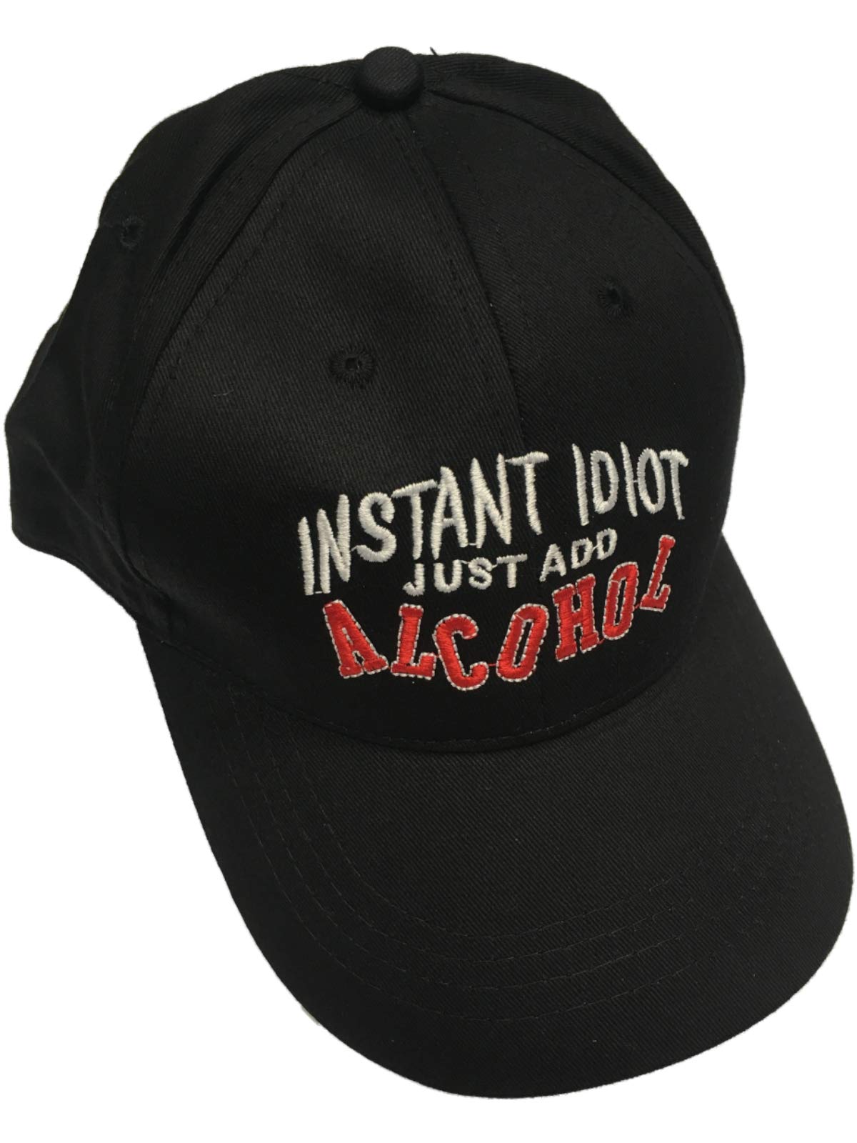 HDUK Mens AccessoriesAdults Novelty Instant Idiot Just Add Alcohol Slogan Baseball Cap/One Size Adjustable Black