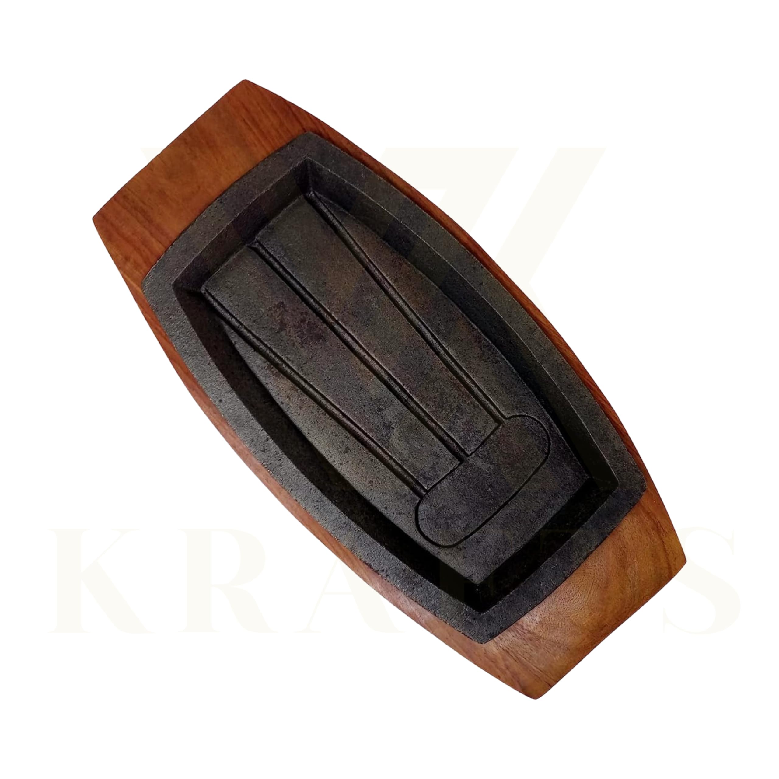 Continental Sizzler Plate - Grill & Serve with Wooden Stand -1