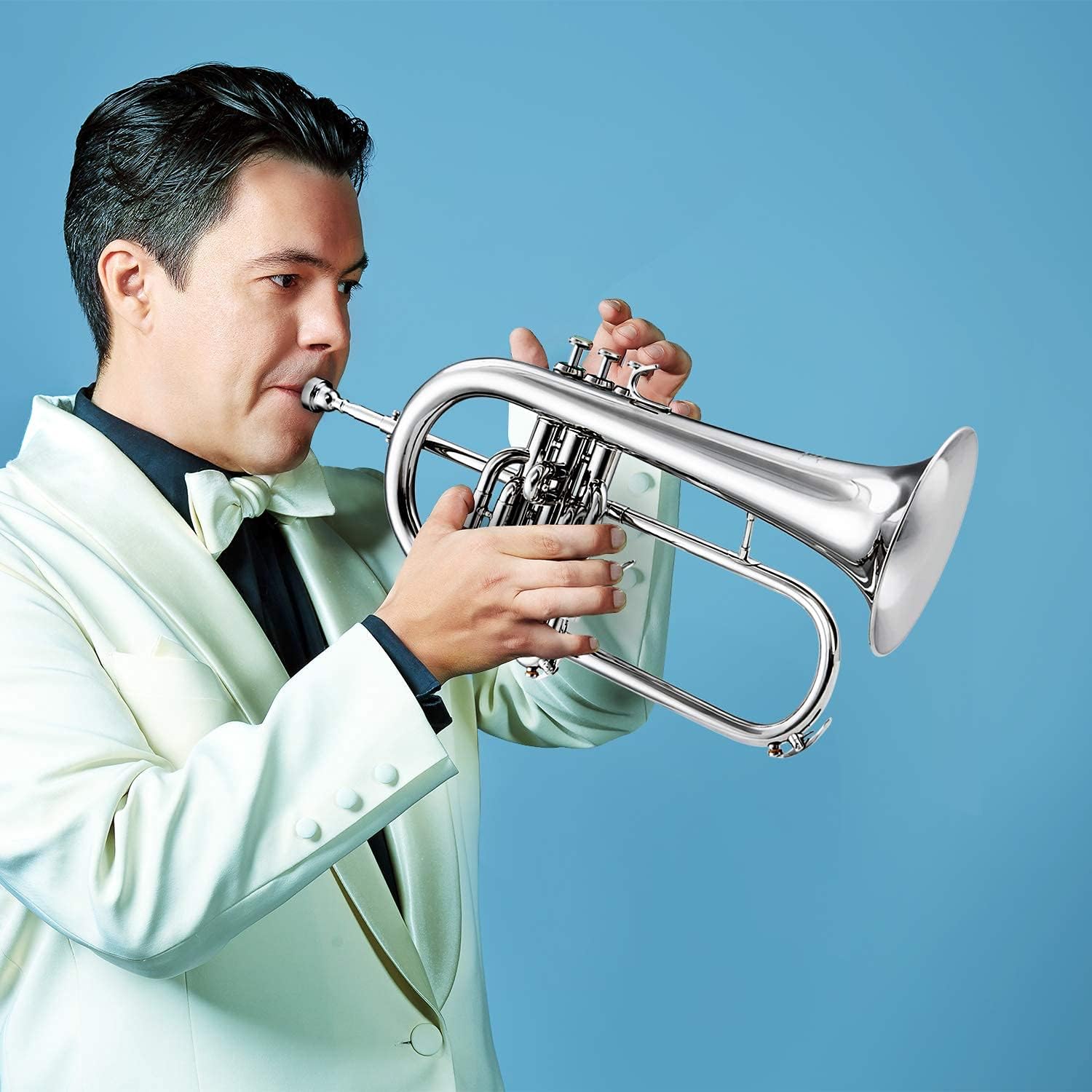 Eastar Bb Flat Flugelhorn Nickel Brass Instrument with Carrying Case Tuner Mouthpiece White Gloves Valve Oil Cleaning Kit, EFH-380N : Musical Instruments