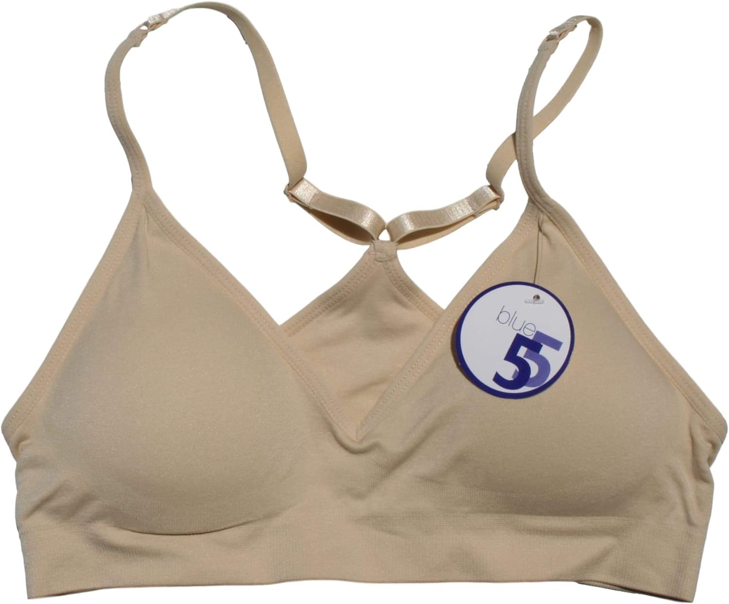 Blue 55 Women's Racerback Bralette Sexy Everyday Basic Deep V-Neck Wireless W/Removable Padding Bra - Image 4