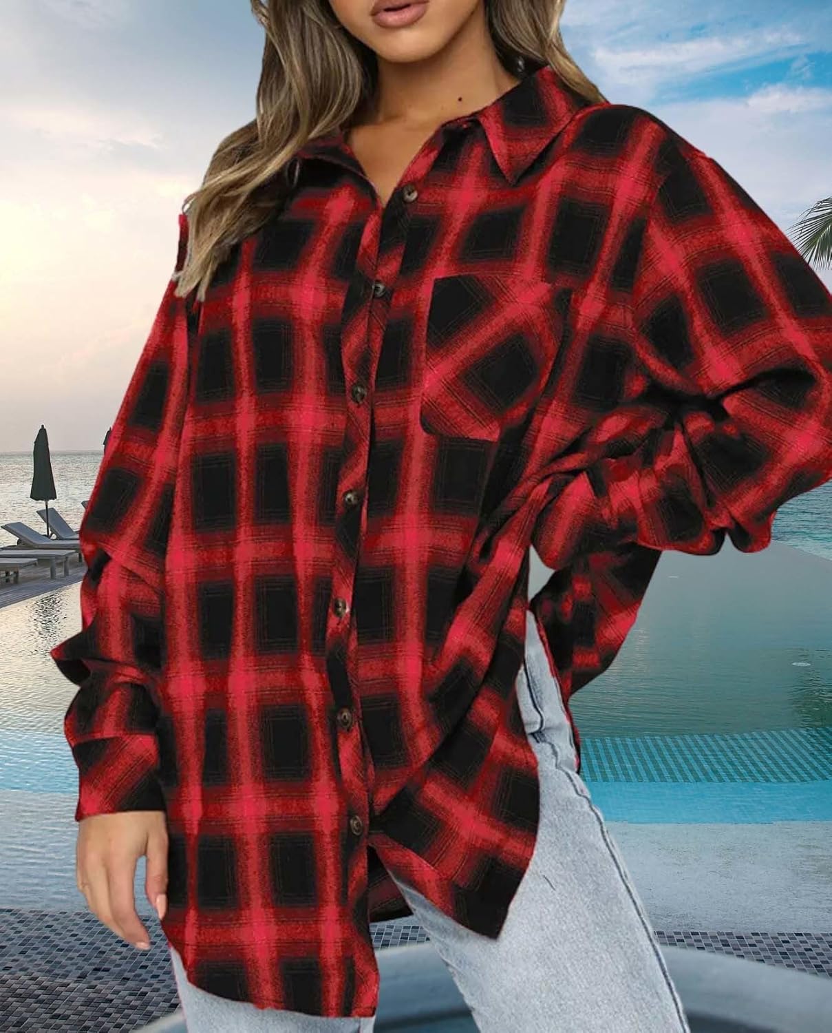 Womens Button Down Shirt Jacket Enhance Your Fashion Taste Long Sleeve Plaid Pullover Business Casual Jacket - Image 4