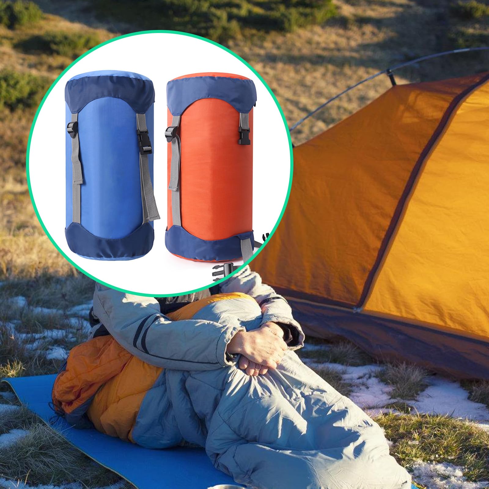 5 Sacchetti Impermeabili Con Coulisse Per Campeggio E Viaggio, Taglie Miste 20-68 Cm, Mimetica