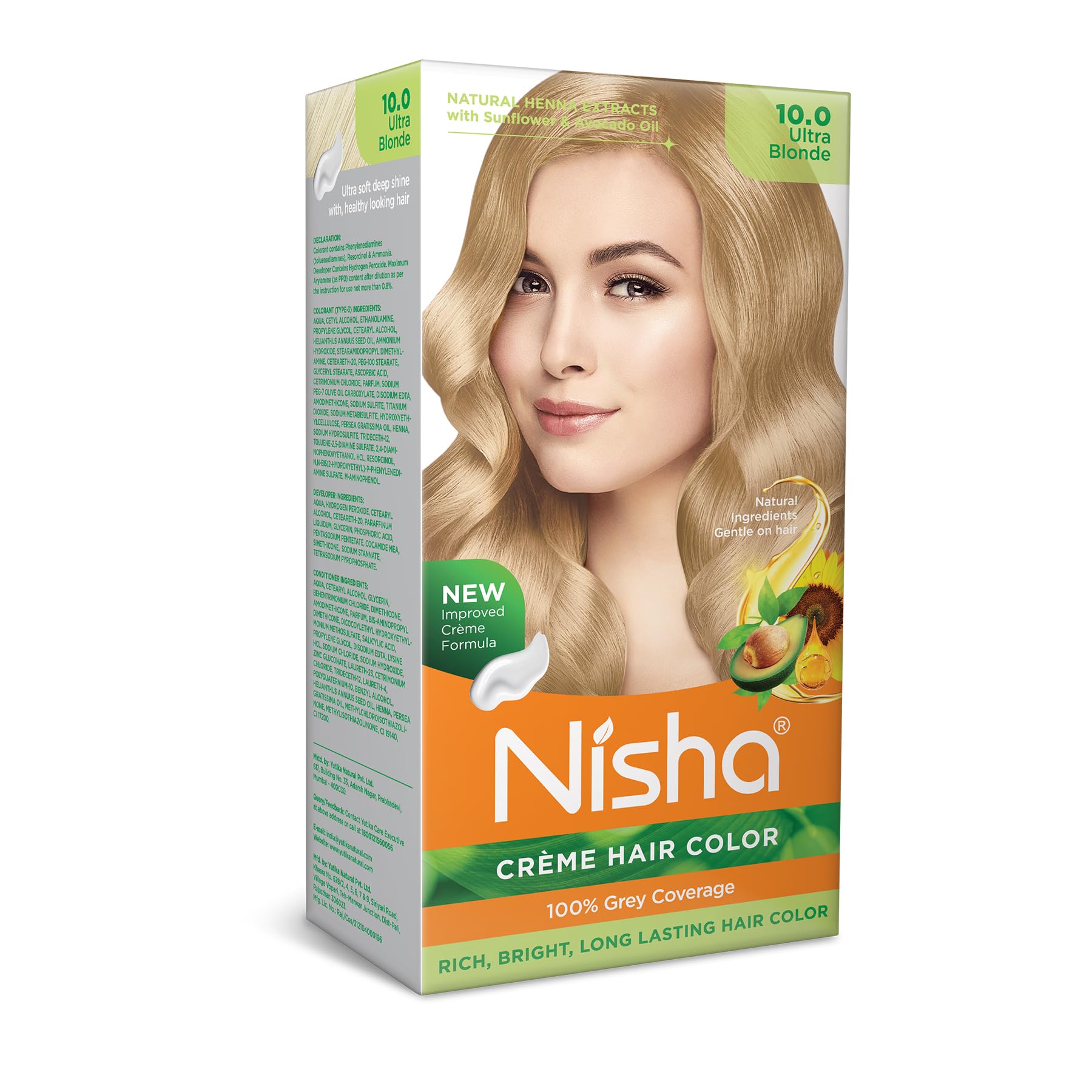 Nisha Creme Hair Color, Permanent Hair Colour Ultra Blonde, Silky & Shiny 100% Grey Coverage Rich Bright Long Lasting Hair Colouring For Ultra Soft Deep Shine Hair Dye (Pack of 1)-picture-21