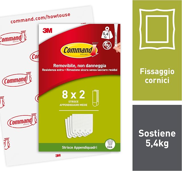 Command Ph204-8Eu Paski Montażowe, Biały, 17,5 x 1,5 x 24,9 cm; 80 g