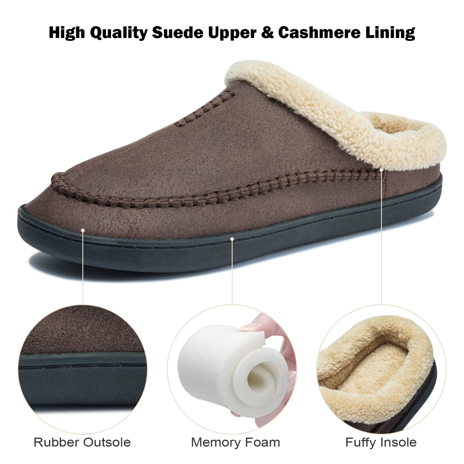 Miqieer Zapatillas de Estar por Casa Hombre Cálido Felpa Pantuflas de Memory Foam Cómodo y Antideslizante para Interior Exterior Talla 39-50 EU