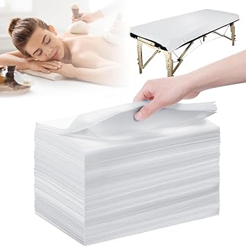 100 Pieces White Disposable Bed Sheets Non-woven Fabric SPA Table Sheet Bed Cover for Massage Beauty Tattoos,31 x 71