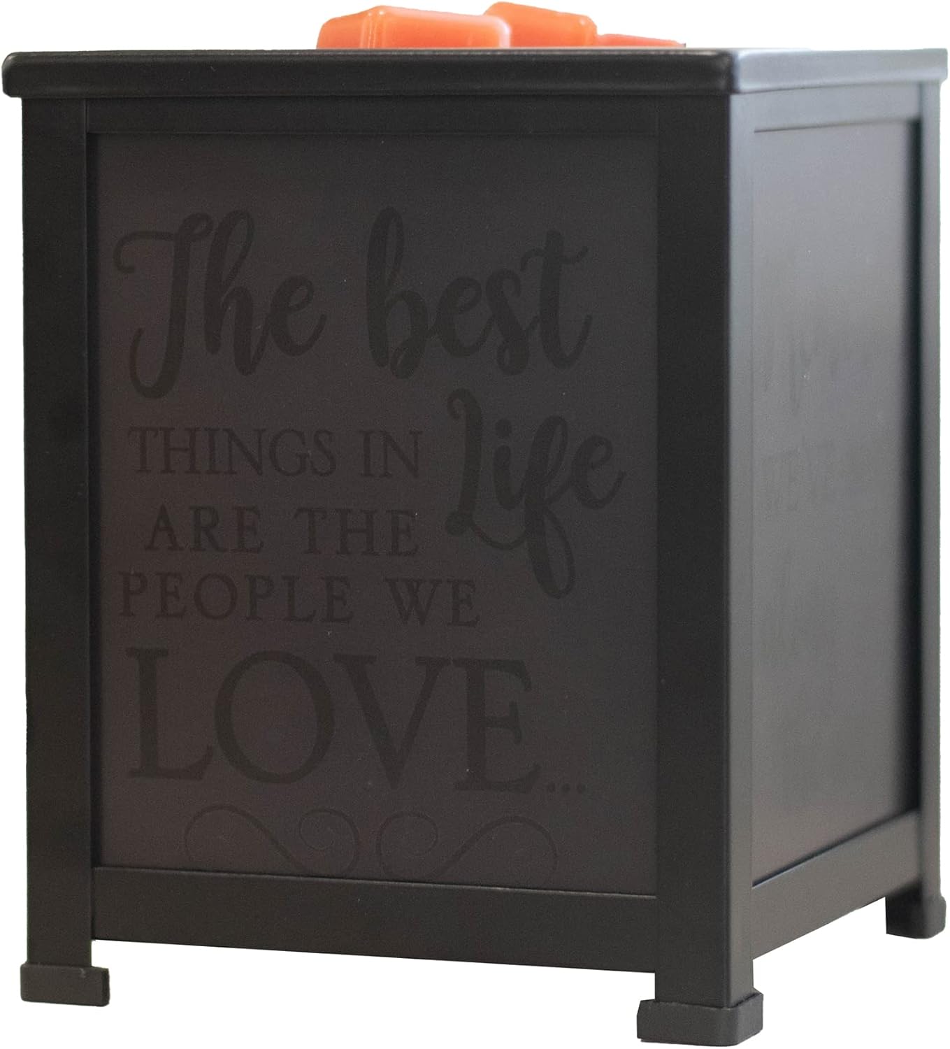 Elanze Designs Best Life Love Black Metal Electrical Wax Tart and Oil Glass Lantern Warmer