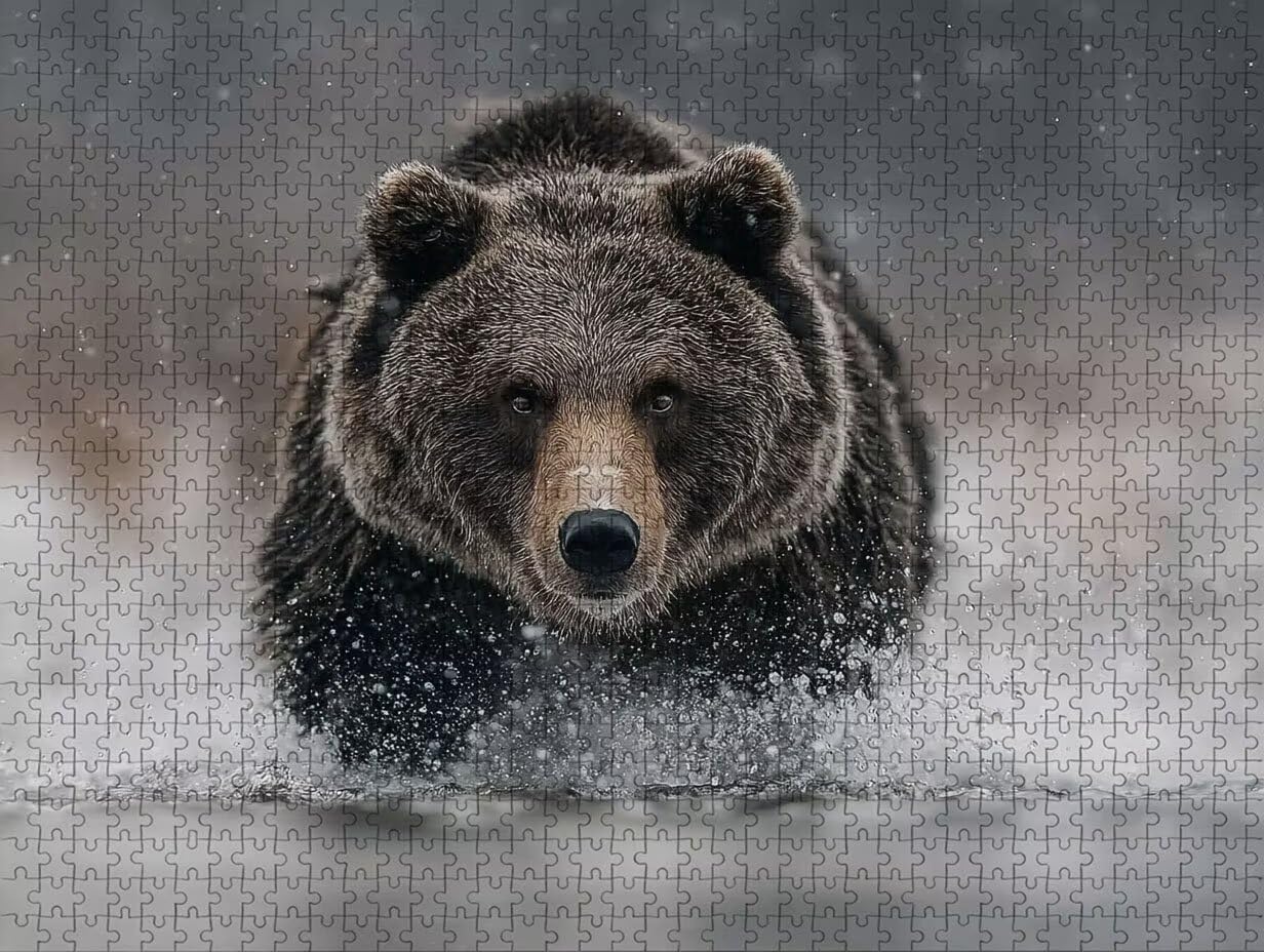 Drewniany niedźwiedź Puzzle 5000 sztuk, Puzzle dla dorosłych z pudełkiem 156 x 105 cm, łamigłówki, dla mężczyzn kobiet nastolatek, kreatywne gry logiczne, dekoracja domu prezent, 0-8065