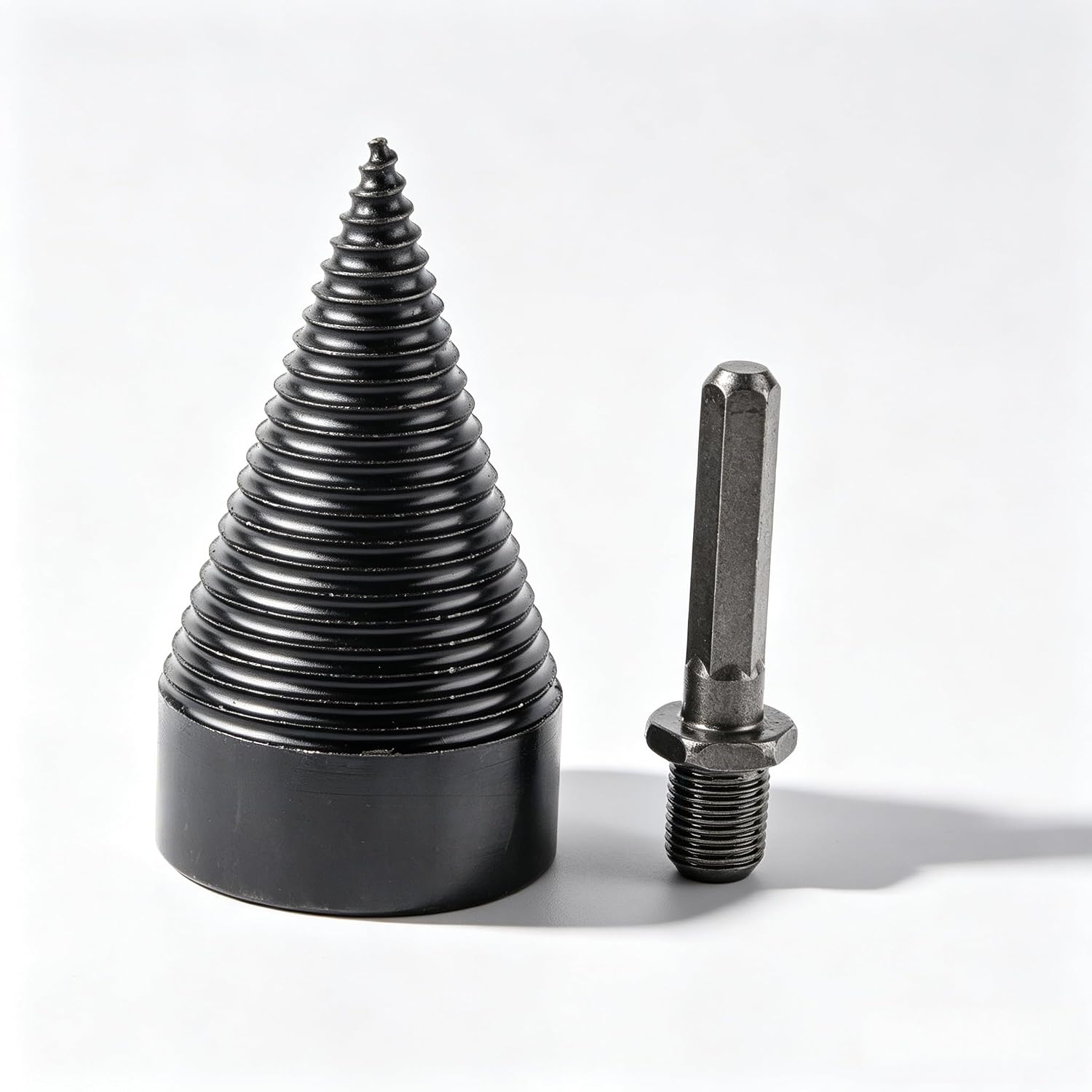 Firewood Drill Bit, Log Splitter Drill Bit & Wood Splitting Tool, Carbon Steel Black Hex Shank, for Kindling Splitter,Hexagonal Handles, and Log Splitting (140mm / 1.97in)，