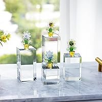 ZEERSHEE 4pc Clear Glass Cube Display Blocks - Square Crystal Stands for Jewelry, Collectibles, Cosmetics & Crafts (1.6-3.9in Sizes)