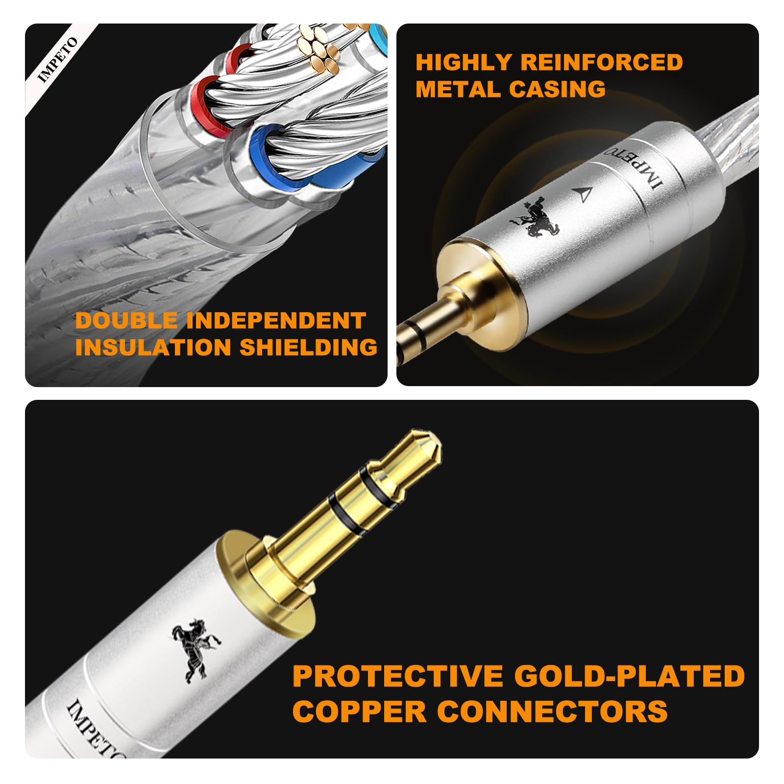 Impeto audiophile Aux Kabel, Klinkenkabel 3,5mm Audio Kabel S-OCC Klinke auf Klinke Kabel für Kopfhörer, Auto, Handy, PC, Lautsprecher, MP3-1.5 M