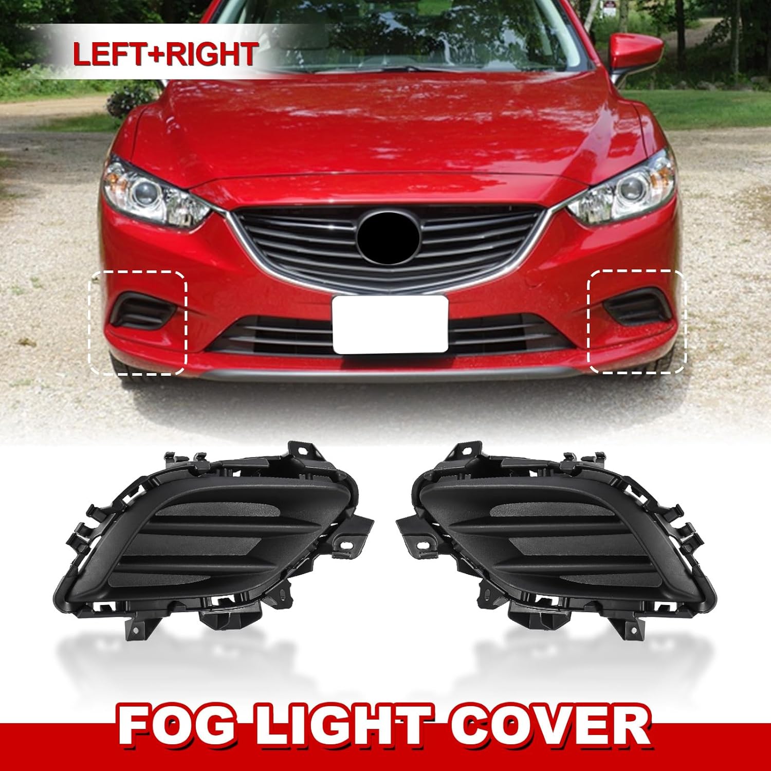 Fog Light Cover Front Driver & Passenger Side Compatible with Mazda 6 2014-2017, Fog Lamp Bezel Grille Replaces GHP950C11A, GHP950C21A
