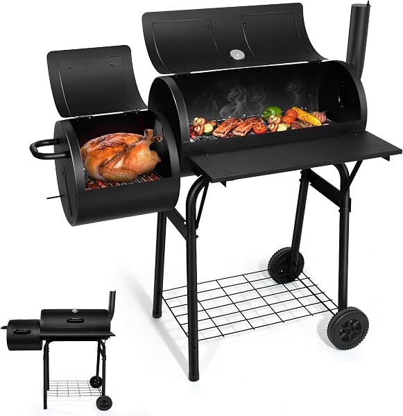 RYUSEI Barrel Charcoal Grill with Side Table