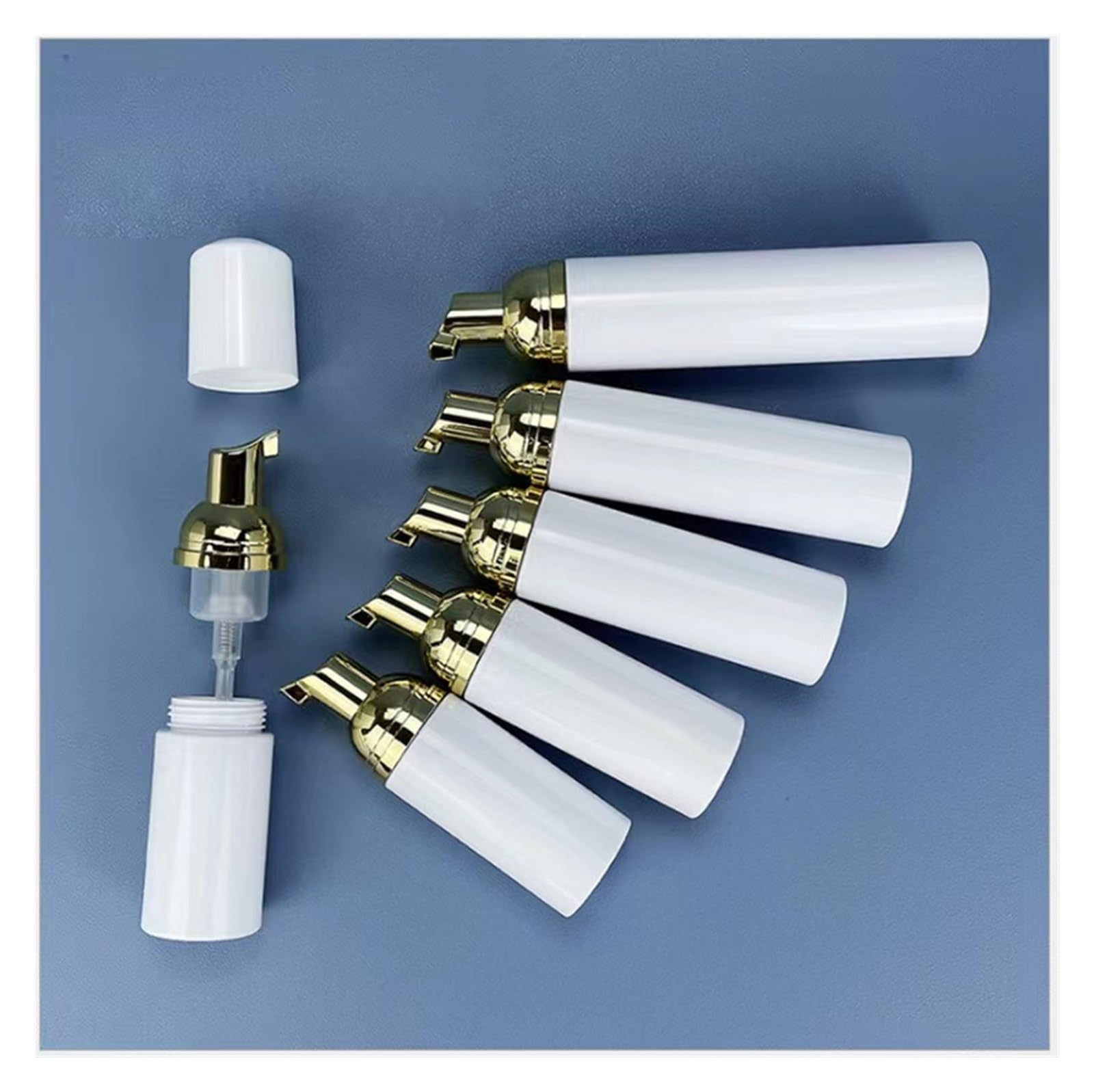 12 Uds 30ml 60ml 100ml Botella de Bomba Espuma plástico champú Botellas Envase Cosmético Vacío Recargable Limpiador Blanco para Champu y Gel Ducha