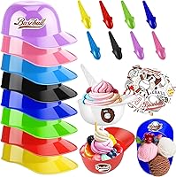 Vista 8 de MEEZY Juego de 50 cuencos de helado para casco de béisbol con 25 mini tazas de postre y 25 cucharas, gorra de béisbol reutilizable de 8 onzas
