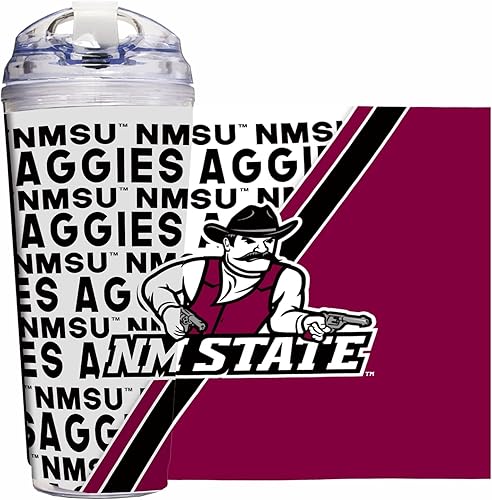 Miniatura 82 de Rico Industries NCAA - Vaso de acrílico estándar de 24 onzas con tapa con bisagras, vaso de doble pared con licencia oficial y popote