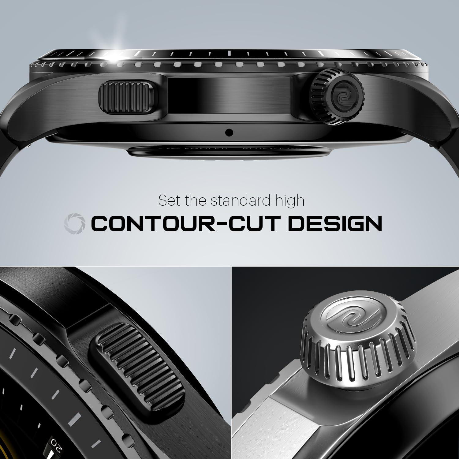 Noise Origin Smart Watch Smoothest UI Experience (New Nebula UI) & EN 1 Processor, 1.46ApexVision AMOLED Display, Stainless Steel, Contour-Cut Design, Fitness Age, Fast Charging (Jet Black)