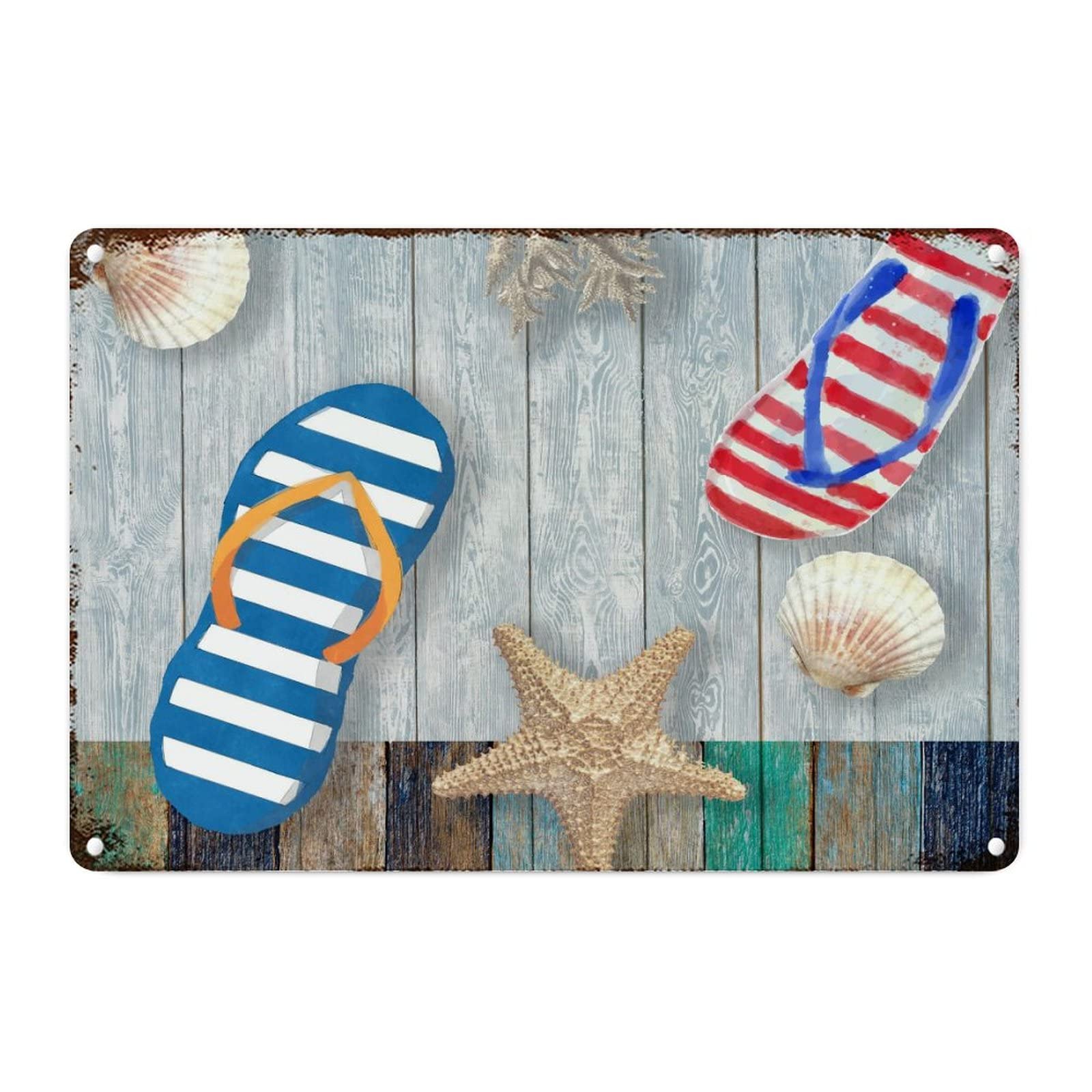 Décoration murale pieuvre et panneau rétro en aluminium pour style bord de mer vintage