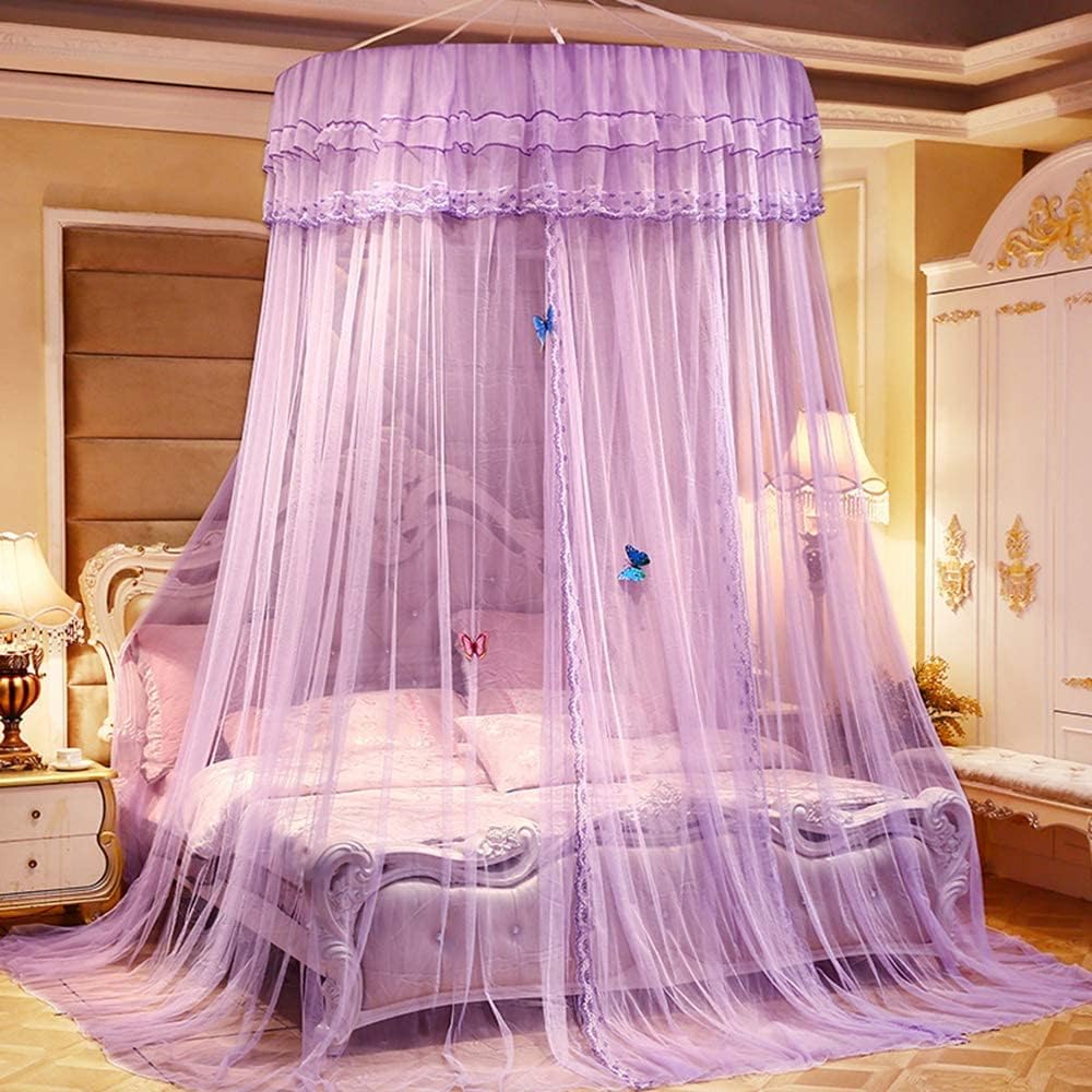 Sale 80 Off 蚊帳 天蓋カーテン モスキートネット お姫様気分 オシャレ 円柱形 吊り下げ かや フック付き プリンセス ベッド インテリア かわいい レース快適な安眠へ 虫除け 蚊よけ 取り付け簡単 ベッド幅150cm 紫 Wisp Mx