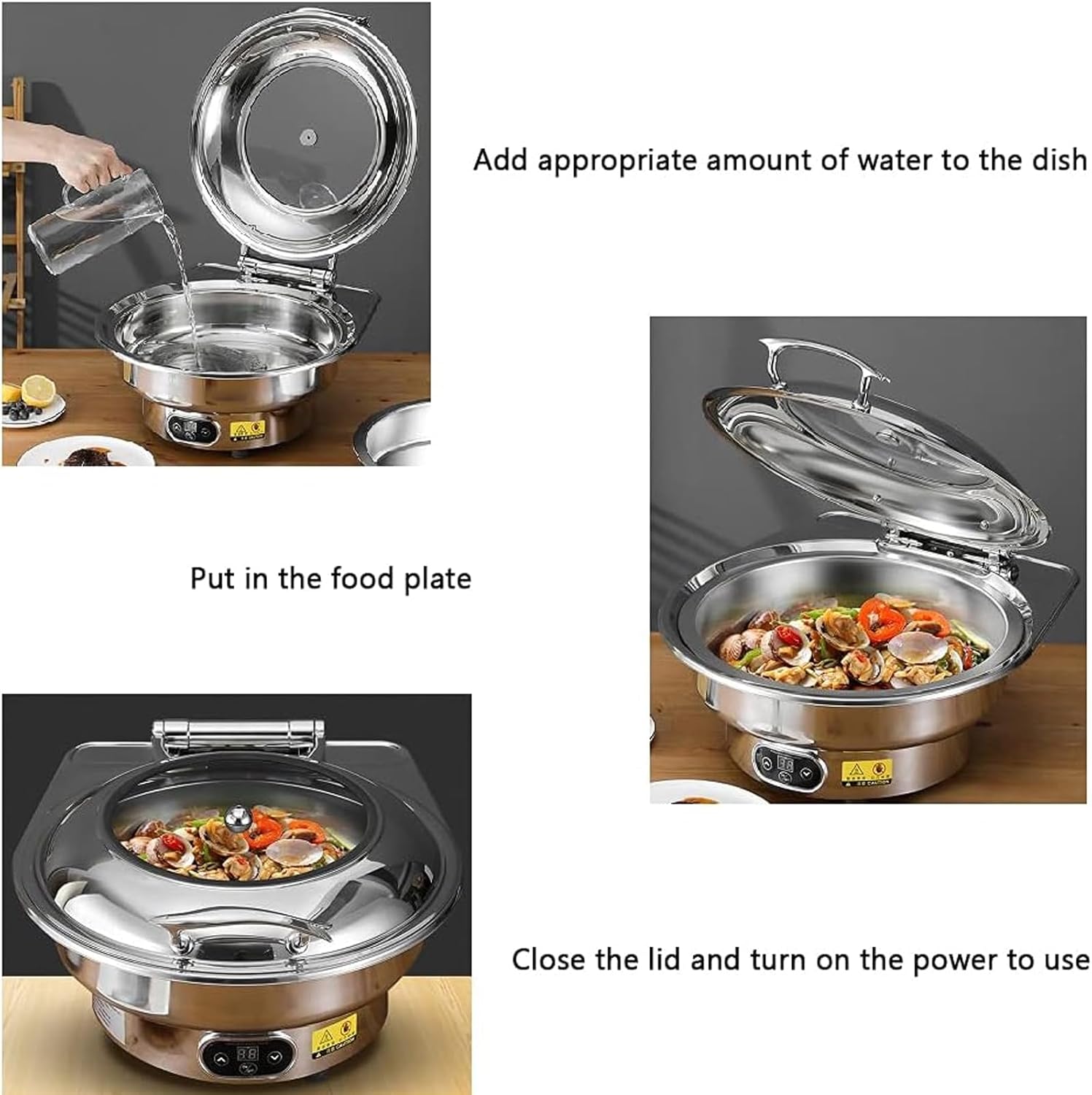 Buffet Stove, Round Stainless Steel Hydraulic Electric Heating Stove, Buffet Stove Hotel Holding Stove, Heating Holding Stove,