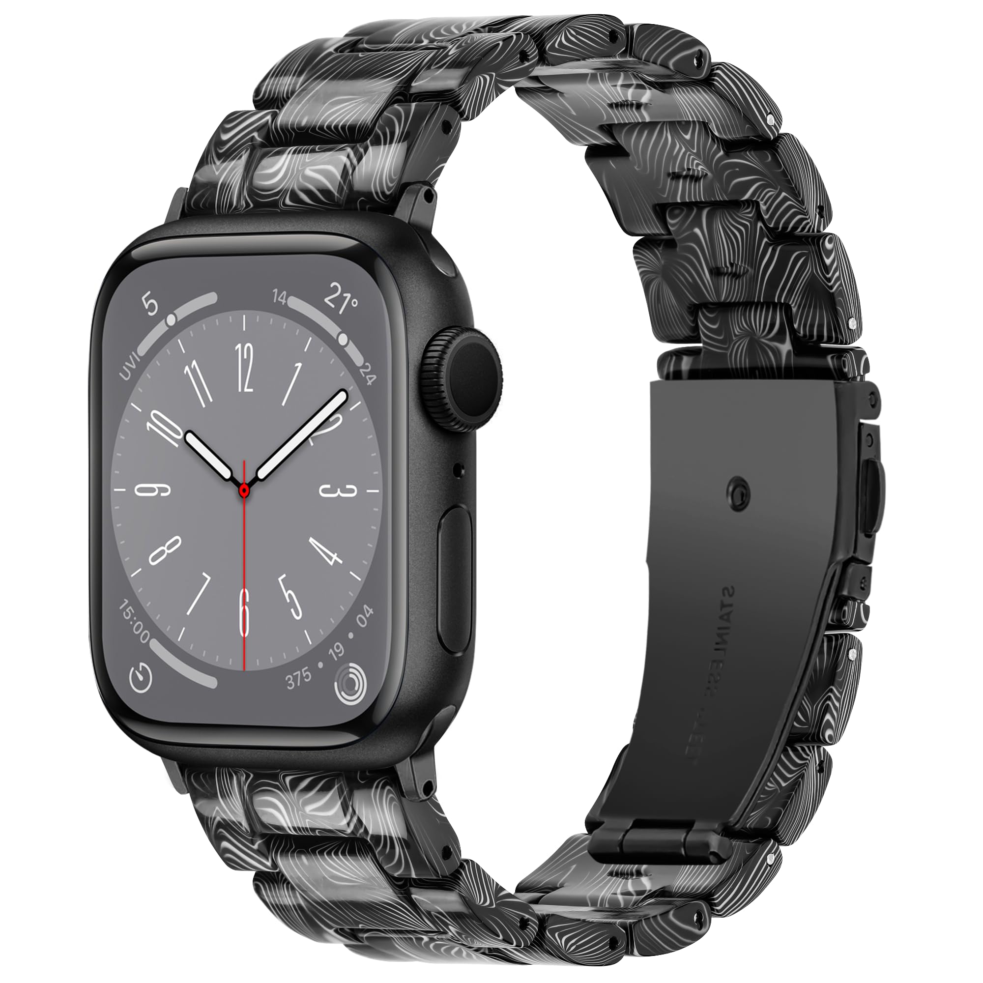 Lightweight Resin Band For Apple Watch Series 12 11 10 9 8 7 6 5 4 3 2 1 SE 3 2 Ultra 4 3 2, Fashion Adjustable Replacement Strap for iWatch Bands 38mm 40mm 41mm 42mm 44mm 45mm 46mm 49mm for Women Men