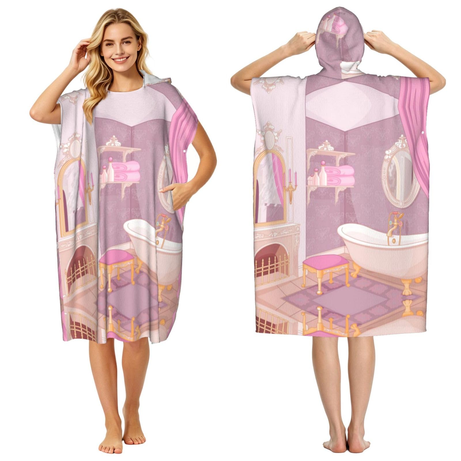 Poncho serviette à capuche adulte absorbant pour plage et piscine